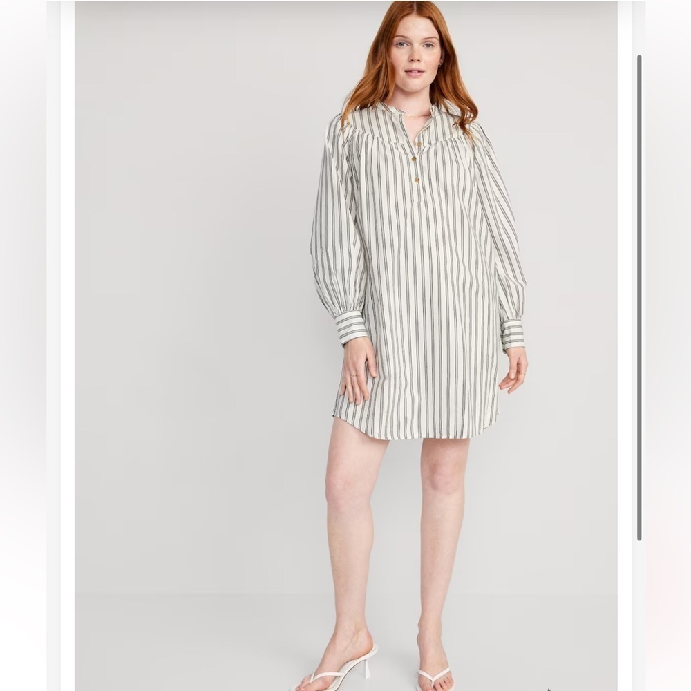 Old Navy | Long Sleeve Striped Cotton - Poplin Mini Dress SZ XXL TALL